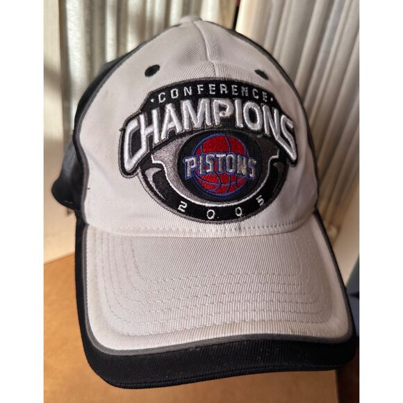 2005 NBA Finals Conference Champions Detroit Pistons Reebok Cap hat Black White - Picture 14 of 14